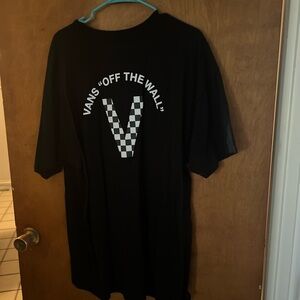 Vans Black and White Short Sleeve Tee with Checkered V Design